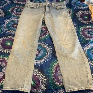 Light-Wash Flower-Embroidered Jeans